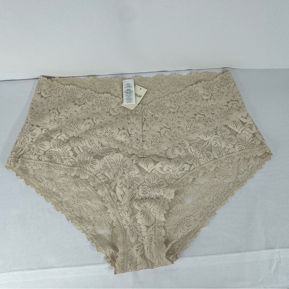 aerie High-Waist Lace Briefs in Beige